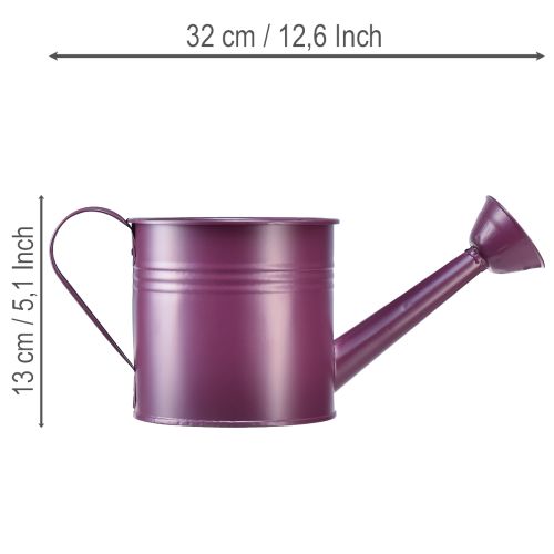 Konewka dekoracyjna, metalowa, fioletowa, doniczka, Ø13,5cm, wys.12,5cm | Floristik24.pl