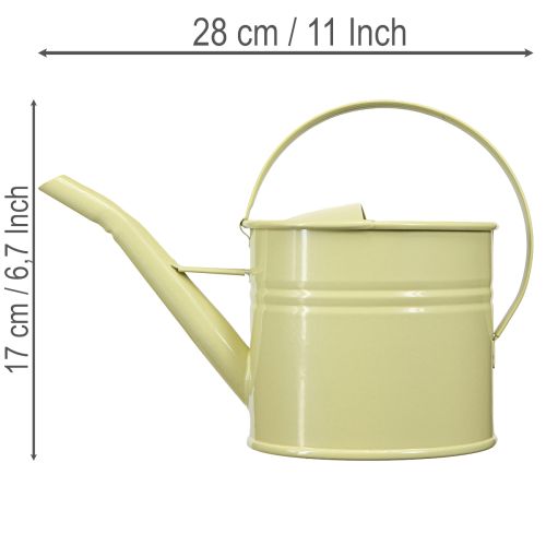 Dekoracyjna metalowa konewka, zielono-żółta, mała, 28x13x17cm, 1,25l, styl vintage, dekoracja balkonu | Floristik24.pl