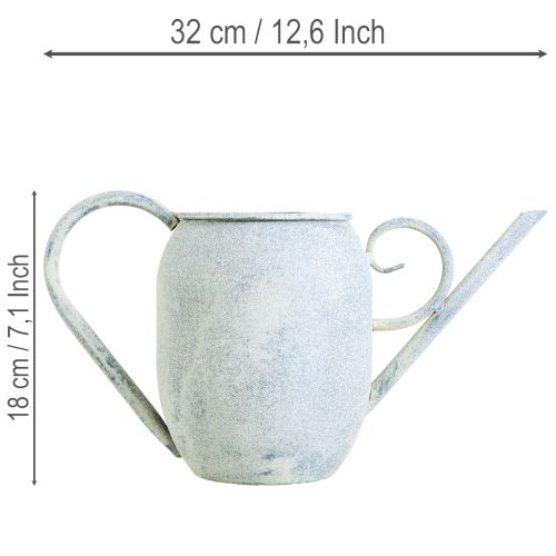 Dekoracyjna konewka w stylu vintage, metalowa, biało-niebieska, 32x11x18 cm, dekoracyjny dodatek | Floristik24.pl
