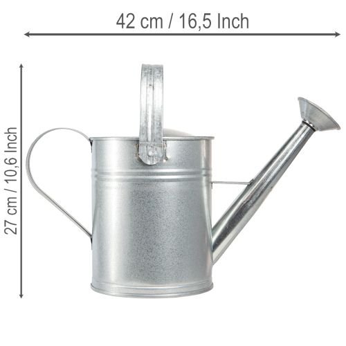 Dekoracyjna konewka, retro design, metal, srebro, 42x15,5x27cm, dekoracja balkonowa w stylu vintage, doniczka | Floristik24.pl
