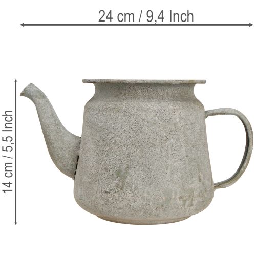 Dekoracyjny metalowy czajniczek, styl vintage, szary, 24×14×14 cm, styl retro shabby chic | Floristik24.pl