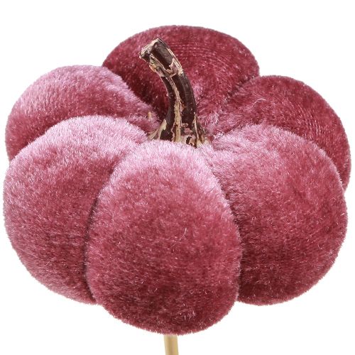 Produkt Dynia dekoracyjna z tkaniny dynia na patyku bordowo-różowa Ø7cm 9 szt