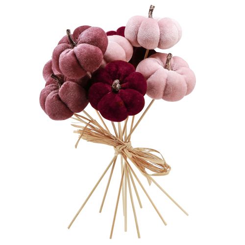 Produkt Dynia dekoracyjna z tkaniny dynia na patyku bordowo-różowa Ø7cm 9 szt