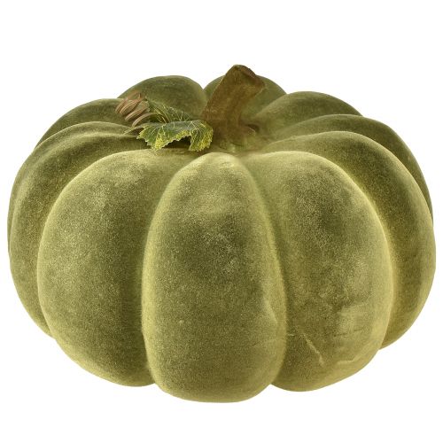 Produkt Dekoracyjna dynia flokowana w kolorze zielonym – aksamitna, piękna jesienna dekoracja 32cm