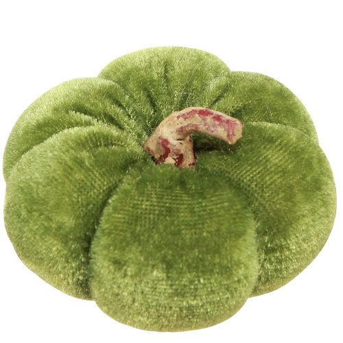 Floristik24 Dekoracyjne dynie wykonane z tkaniny aksamitnie zielonej Ø7cm W4,5cm 9 sztuk