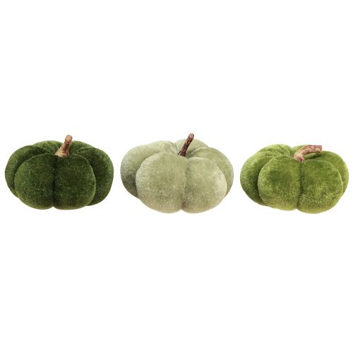 Floristik24 Dekoracyjne dynie wykonane z tkaniny aksamitnie zielonej Ø7cm W4,5cm 9 sztuk
