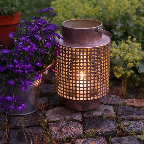 Produkt Dekoracyjna latarnia metalowa latarnia z uchwytem w kształcie róży Ø18cm W29cm