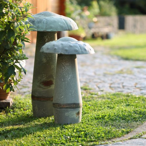 Floristik24 Dekoracyjny Grzyb Metalowy Jesień Zielony Rdza Vintage 30cmx50cm