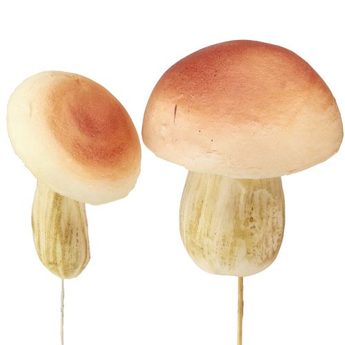 Floristik24 Grzyby dekoracyjne na patykach małe i duże brązowe wys. 10/11,5cm 8 sztuk