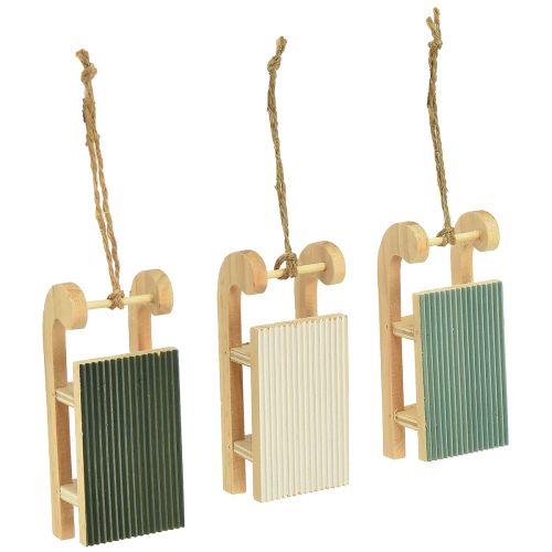 Produkt Dekoracyjne sanie drewniane do zawieszania miętowo-zielone białe 9,5cm 6szt