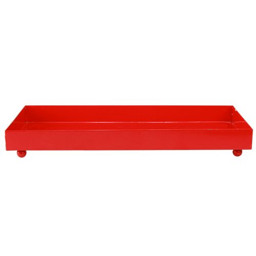 Produkt Taca dekoracyjna prostokątna metalowa czerwona z nóżkami 30×15cm