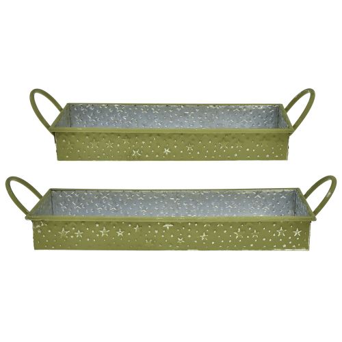 Produkt Taca dekoracyjna świąteczne zielone gwiazdki 49cm/43cm, zestaw 2 szt