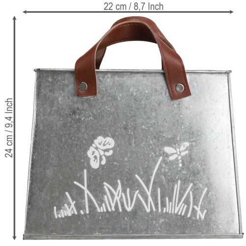 Produkt Torebka dekoracyjna, srebrna, biała, brązowa, metalowa, doniczka, dł. 22 cm, 2 sztuki