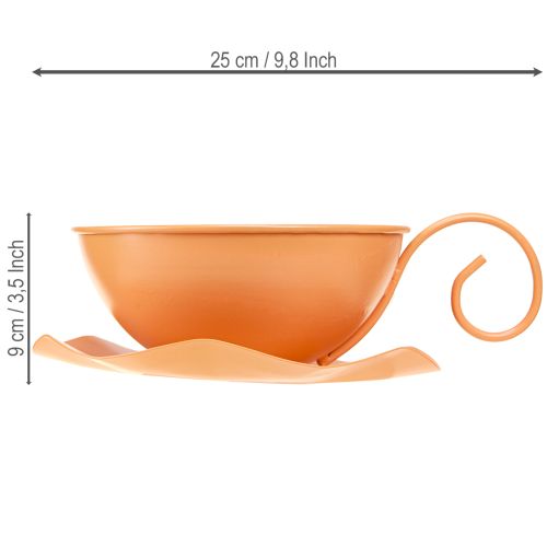 Produkt Kubek dekoracyjny Ø16cm H9cm z metalową płytką, pomarańczowy, 2 sztuki