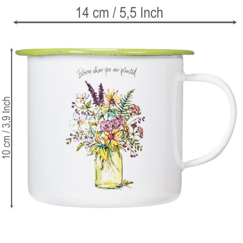Kubek dekoracyjny/doniczka emaliowana, Ø11,5cm H10cm | Floristik24.pl