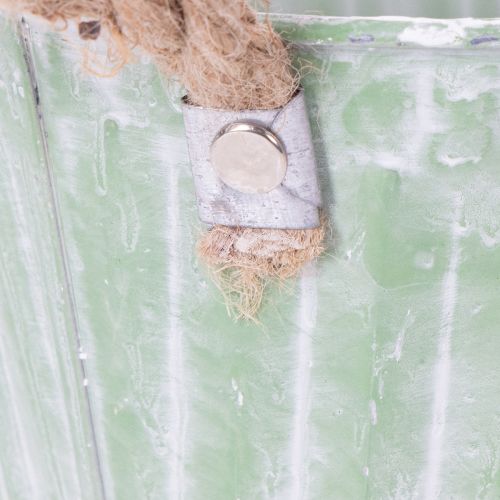 Produkt Doniczka dekoracyjna, metalowe wiaderko do sadzenia, doniczka z uchwytami, różowo-zielono-żółta, shabby chic, Ø15cm, wys.13cm, zestaw 3 elementów