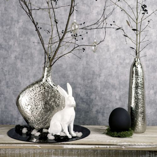 Produkt Wazon dekoracyjny metalowy młotkowany wazon na kwiaty srebrny Ø9,5cm W32cm