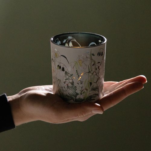 Produkt Dekoracyjna szklana latarnia z motywem liścia, stylowa ozdoba domu, 8 cm, 4 sztuki