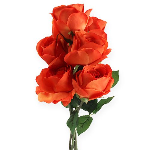 Floristik24 Róże dekoracyjne pomarańczowe 32cm 6szt