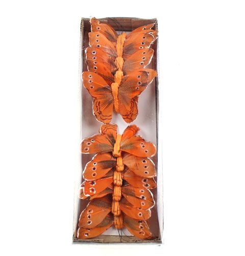 Produkt Motyl dekoracyjny na druciku pomarańczowy 8cm 12szt