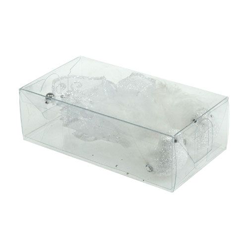 Floristik24 Ozdobny ptaszek na klipsie z brokatem biały 14cm 2szt.