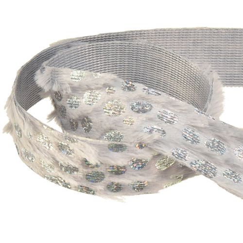 Produkt Wstążka dekoracyjna z efektem futra i holo szaro-srebrna 25mm 10m