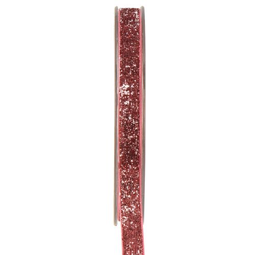 Wstążka dekoracyjna różowa brokatowa wstążka biżuteryjna glamour W10mm L10m