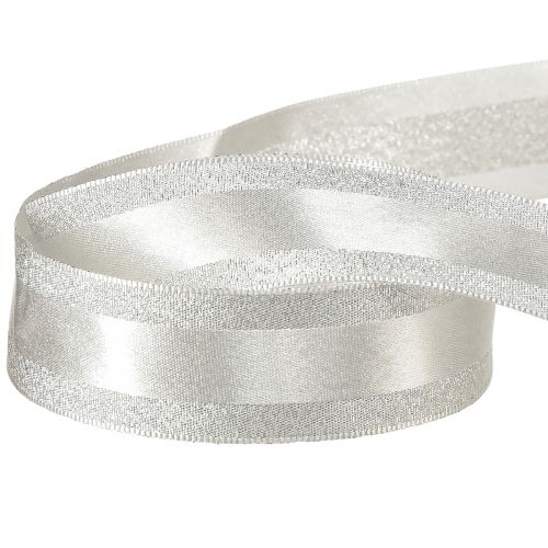 Produkt Wstążka dekoracyjna srebrna z brokatem Wstążka prezentowa w paski 25mm 20m