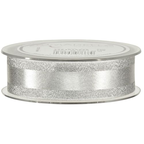 Produkt Wstążka dekoracyjna srebrna z brokatem Wstążka prezentowa w paski 25mm 20m