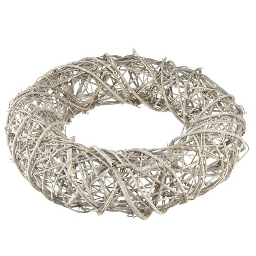 Floristik24 Dekoracyjny wieniec z drewna, rattan naturalny biały Ø40cm W9,5cm