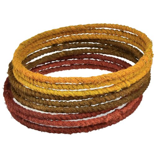 Produkt Pierścień dekoracyjny kolorowy pierścień jutowy pętelka żółty ochra brązowy Ø20cm 9szt
