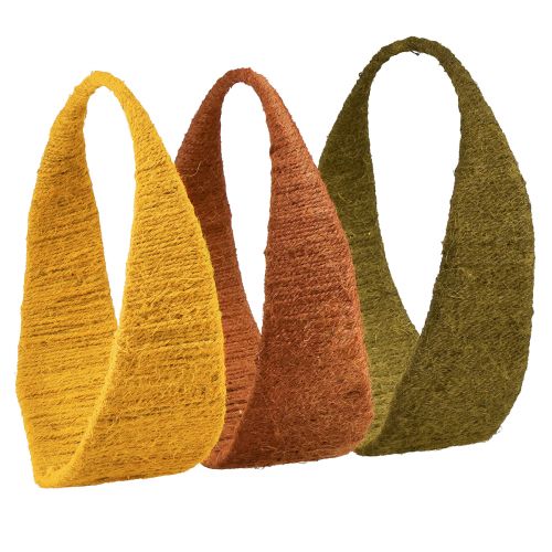 Produkt Dekoracyjny pierścień jutowy szeroka pętelka żółty ochra brązowy Ø30cm 3szt