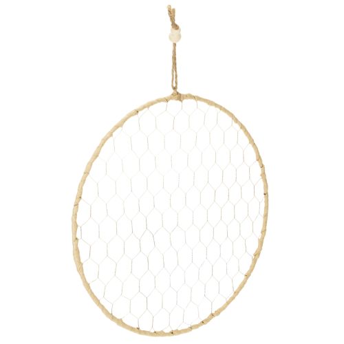 Floristik24 Pierścień metalowy dekoracyjny Ø38cm, dekoracja wisząca, rafia, srebro, naturalny, dekoracja ścienna w stylu boho, uniwersalna dekoracja, 4 sztuki