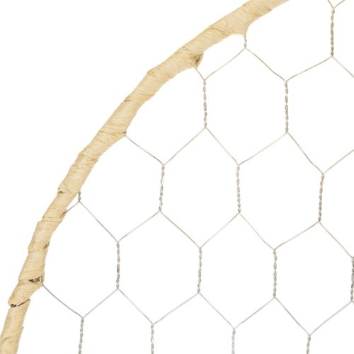 Produkt Pierścień metalowy dekoracyjny Ø38cm, dekoracja wisząca, rafia, srebro, naturalny, dekoracja ścienna w stylu boho, uniwersalna dekoracja, 4 sztuki
