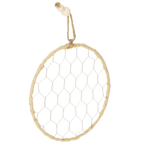 Floristik24 Dekoracyjne metalowe kółka wiszące z rafii, Ø20 cm, 4 sztuki, dekoracja ścienna w stylu boho, dekoracja okna