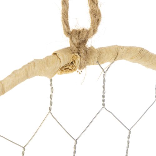 Produkt Dekoracyjne metalowe kółka wiszące z rafii, Ø20 cm, 4 sztuki, dekoracja ścienna w stylu boho, dekoracja okna