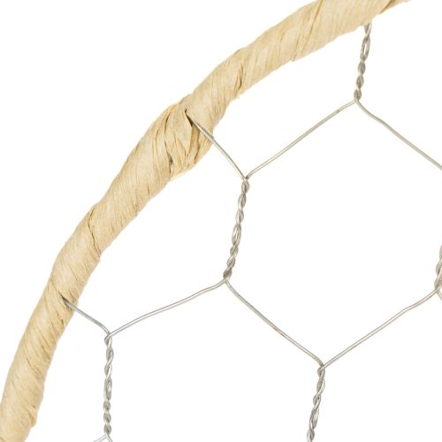 Produkt Dekoracyjne metalowe kółka wiszące z rafii, Ø20 cm, 4 sztuki, dekoracja ścienna w stylu boho, dekoracja okna
