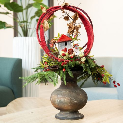 Produkt Ozdobny pierścień jutowy pętelka czerwony ciemnoczerwony Ø30cm 4szt