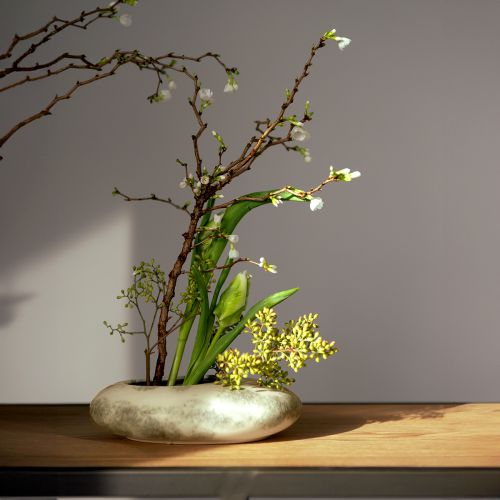 Produkt Miska dekoracyjna owalna płaska miska ceramiczna kremowo-szaro-zielona 19×14×5cm