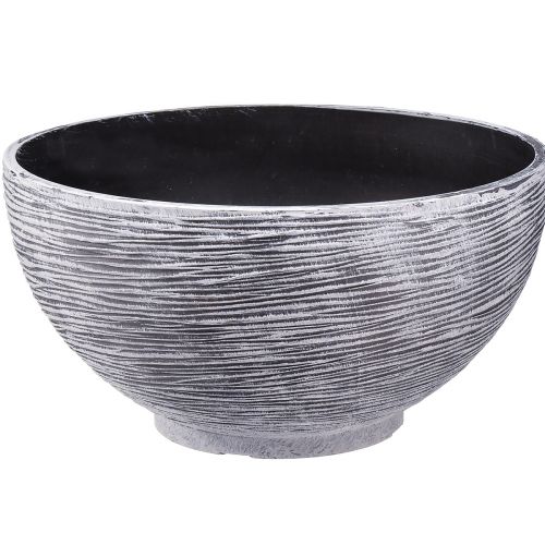 Floristik24 Miska dekoracyjna okrągła miska na rośliny szara czarna Ø35cm W18cm