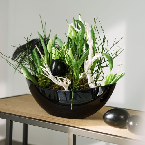 Produkt Ozdobna miska czarna dekoracja stołu łódka na rośliny 38,5x12,5x13cm