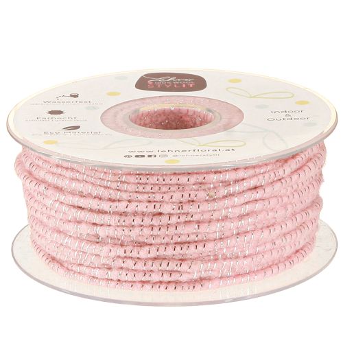 Floristik24 Nić knotowa Glamour Pink/Silver z drutem 33m