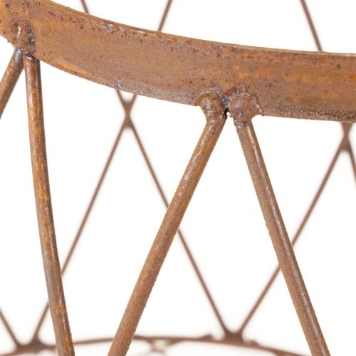 Produkt Owalny druciany kosz z uchwytem, dekoracja ogrodowa, wykończenie rdzawe, 30/25 cm, zestaw 2 szt.