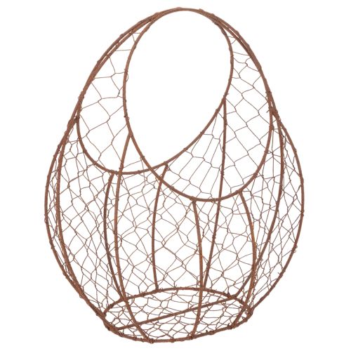 Kosz druciany, metalowa doniczka, dekoracja wiosenna, koszyk wielkanocny, brązowy, wykończenie rdzawe, wys. 34 cm, dł. 30 cm kupić | Floristik24.pl