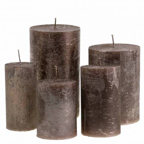 Świece w jednolitym kolorze miedziano-metaliczne, różne rozmiary