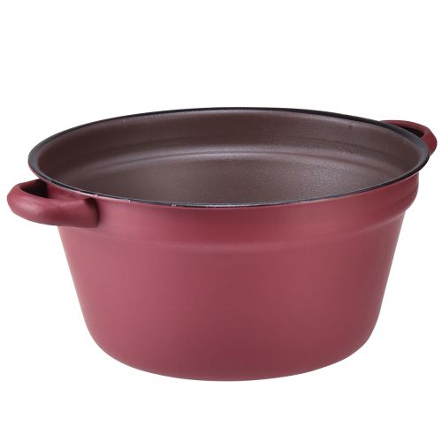 Floristik24 Wiadro z uchwytami, metalowa ozdobna wanna do sadzenia w kolorze czerwonym Ø20,5cm W10,5cm