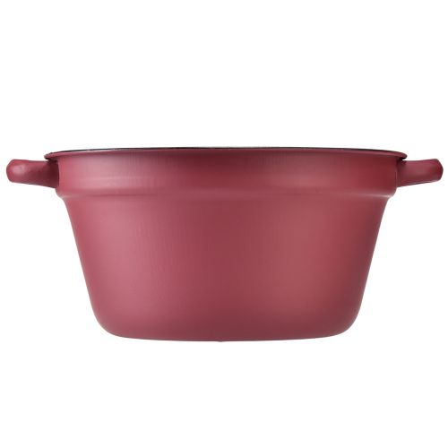 Produkt Wiadro z uchwytami, metalowa ozdobna wanna do sadzenia w kolorze czerwonym Ø20,5cm W10,5cm