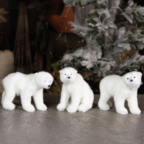 Produkt Dekoracyjne figurki niedźwiedzia polarnego stojące i siedzące białe 16/20cm 3 szt.