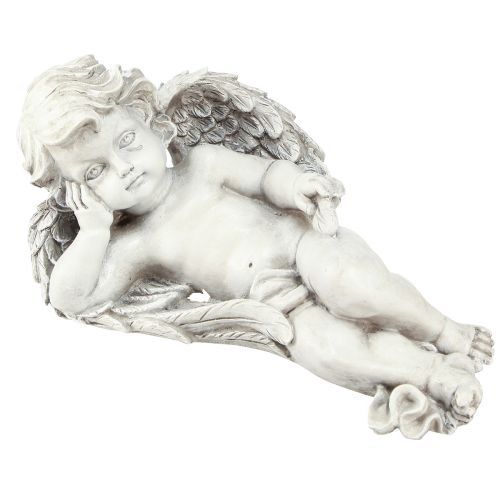 Produkt Anioł leżący dekoracja nagrobna żywica poliestrowa szaro-biała 31×16cm