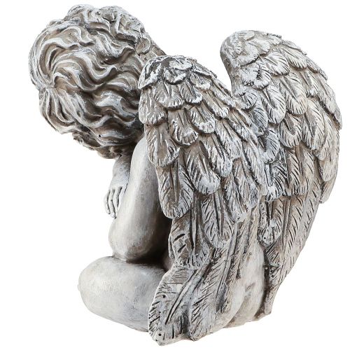Produkt Anioł siedzący figura dekoracyjna dekoracja grobu szara żywica poliestrowa wys. 18cm